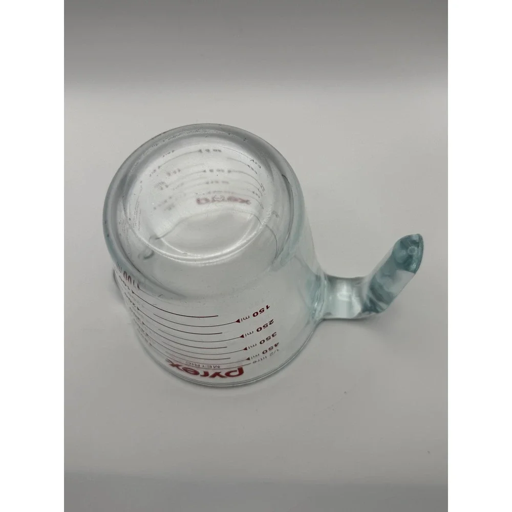 Pyrex 2 Cup‎ Glass Measuring Cup 16oz 500ml Red Lettering Clear with Handle